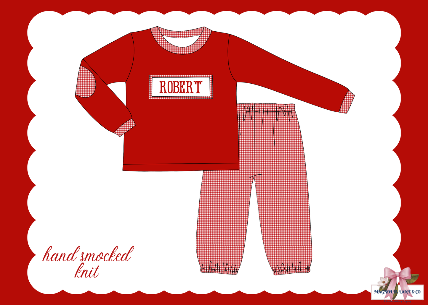 PO27: Boy's Red Gingham Pants Set (ETA: November)