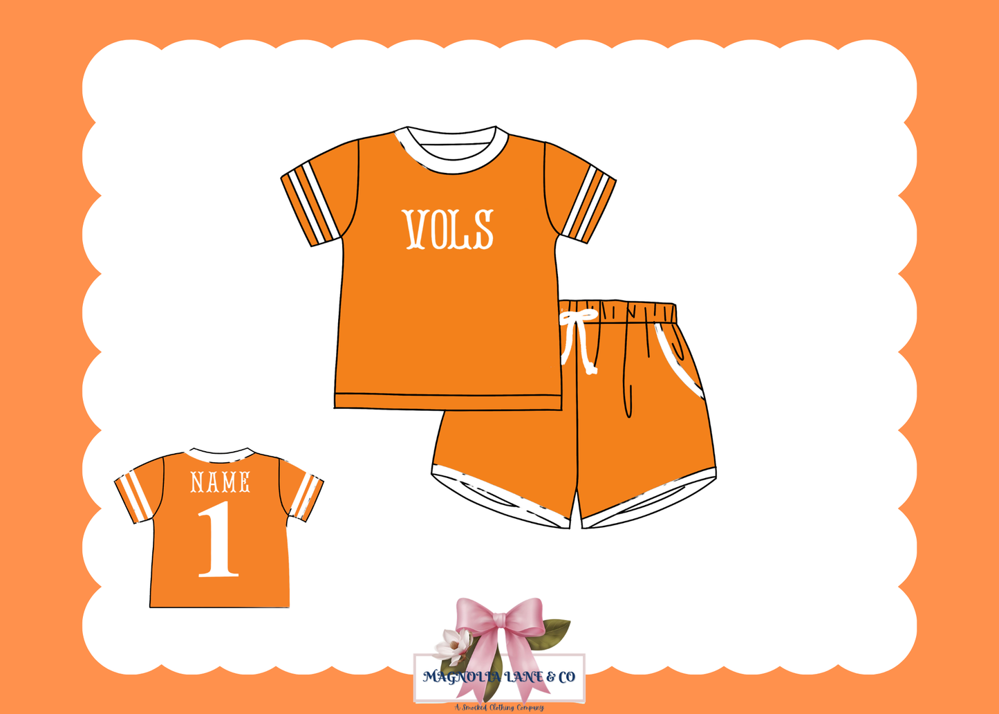 PO23: Orange & White Jerseys: Shorts Set