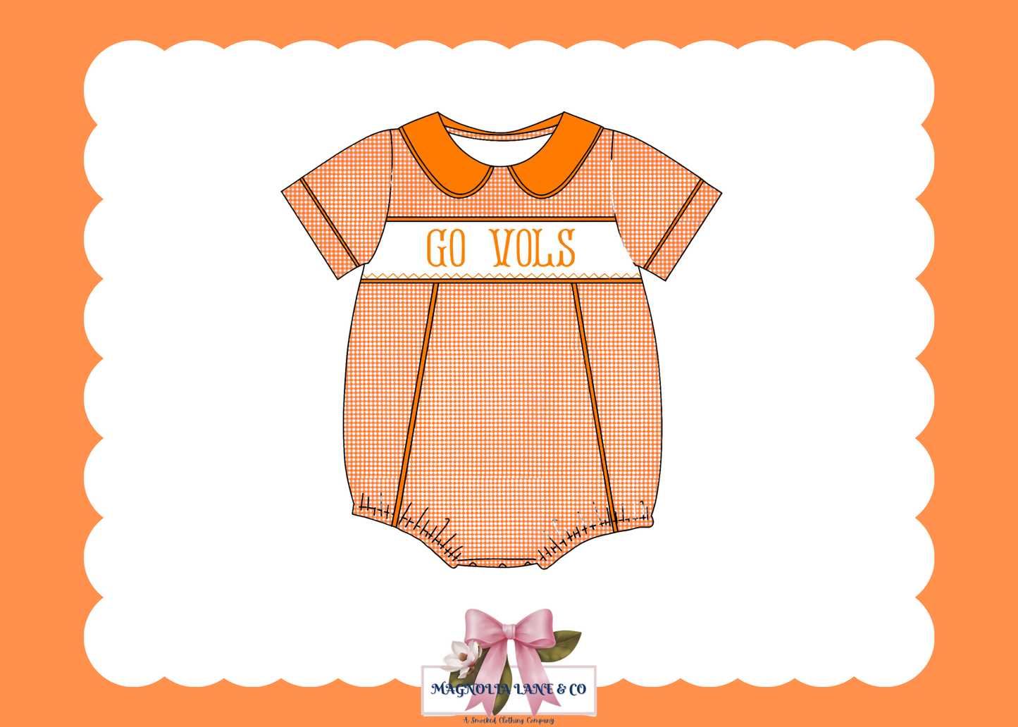 PO23: Boy’s Orange & White Gingham Game Day Bubble