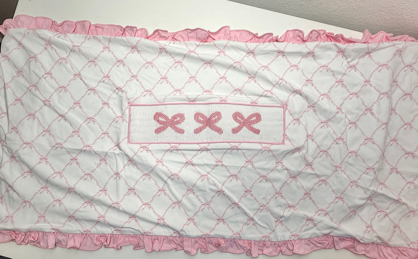 PO21: Pink Bow Trellis Large Lumbar Pillow w/ Bows