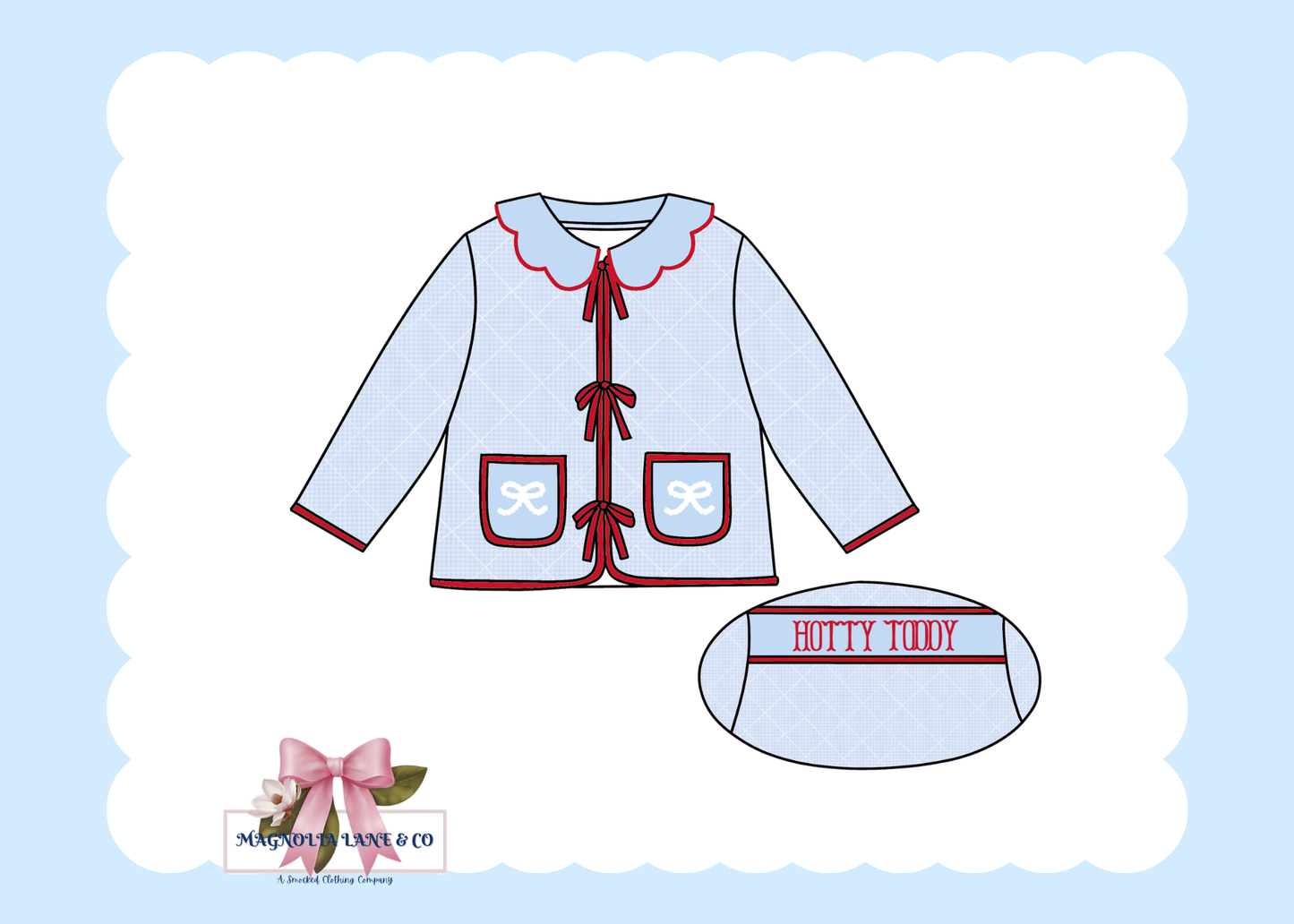 PO23: Girl's Blue & Red Quilted Pearl Jacket