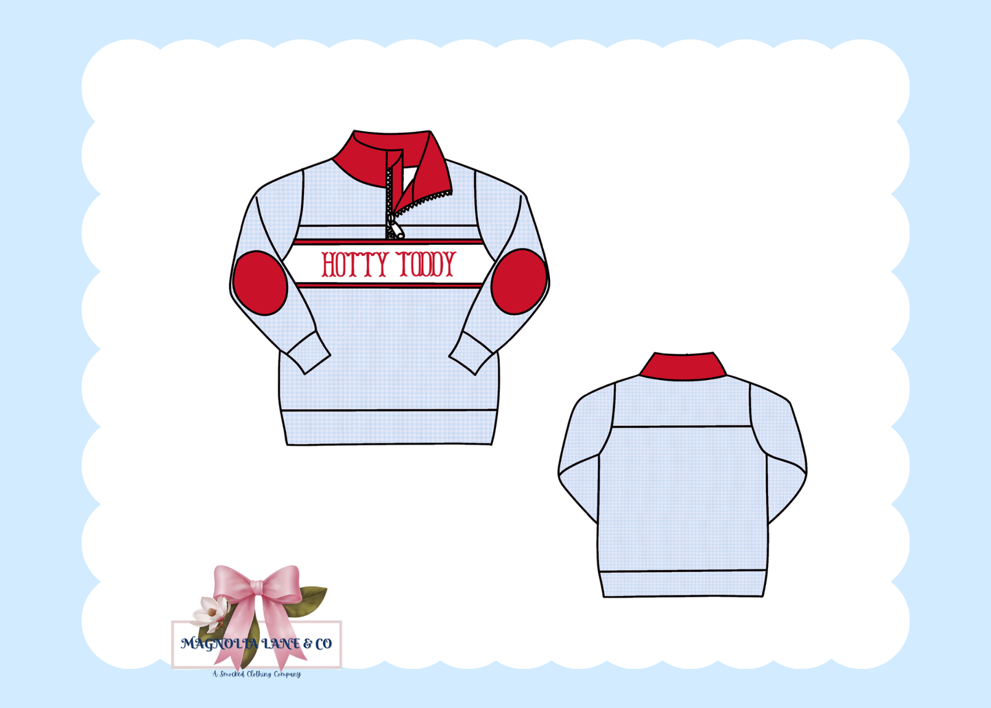 PO23: Boy's Blue & Red Smocked Pullover