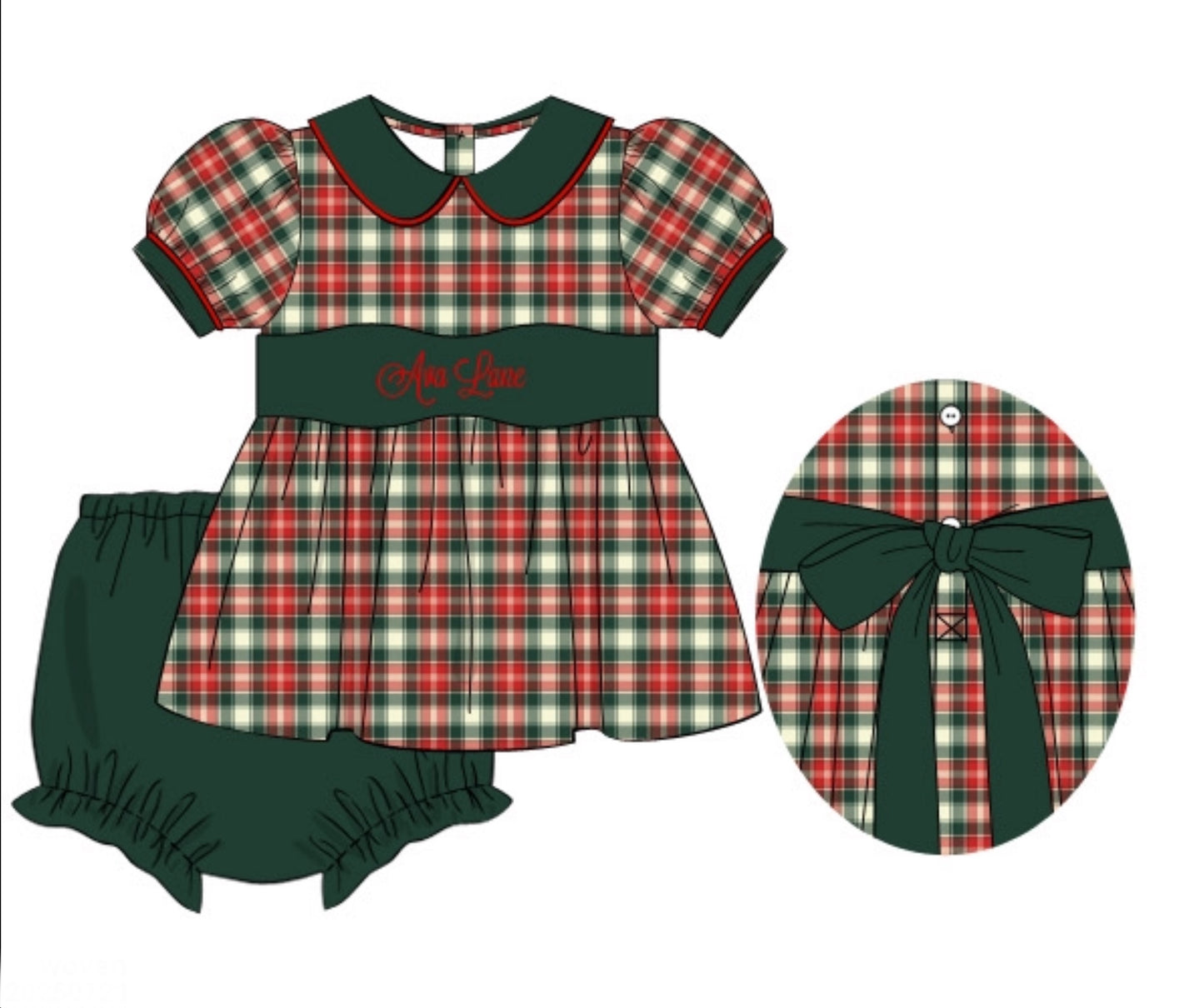 Christmas Plaid: GIRL'S BLOOMER SET