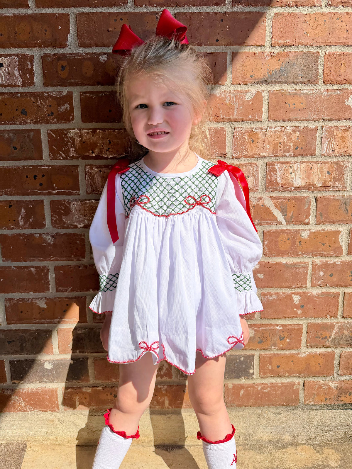 White Christmas: Girl's Bloomer Set/Dress