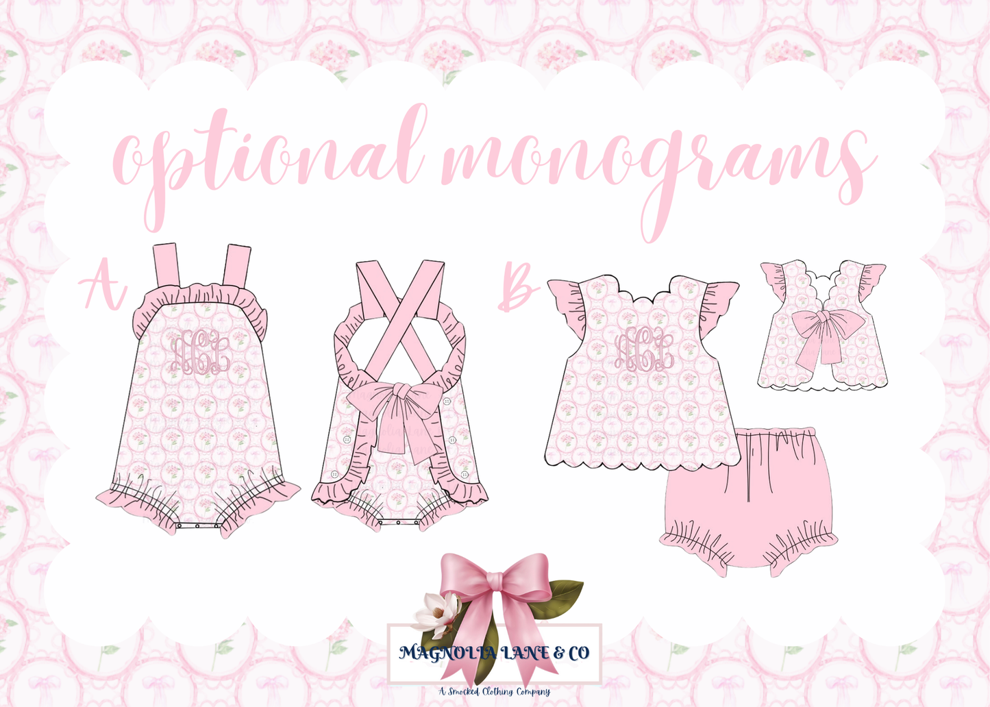 PO6: Pink Hydrangeas & Bows: Outfits