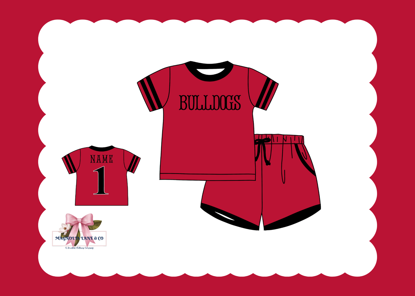 PO23: Red & Black Jerseys: Shorts Set