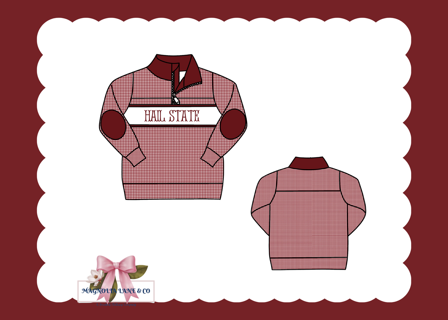 PO23: Boy's Maroon & White Smocked Pullover