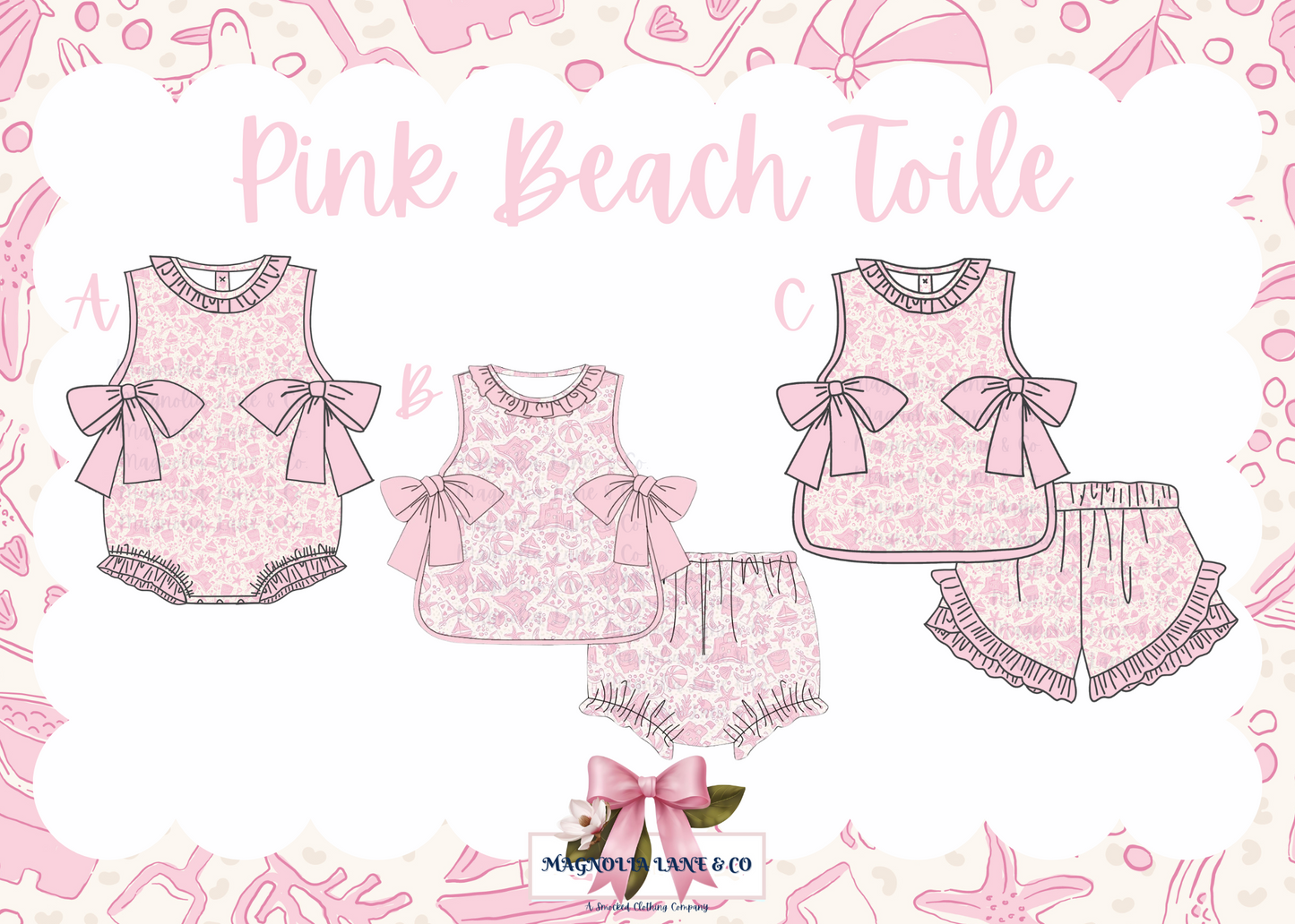 PO6: Girl's Pink Beach Toile