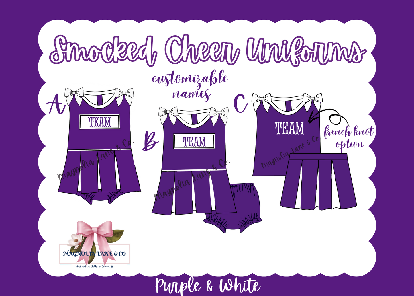 PO8: Purple/White Cheer Uniforms