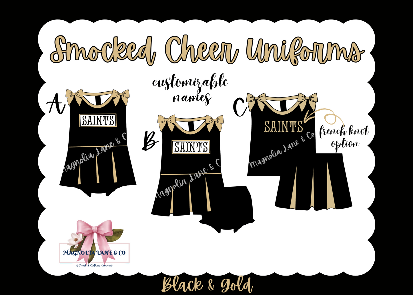 PO8: Black/Gold Cheer Uniforms