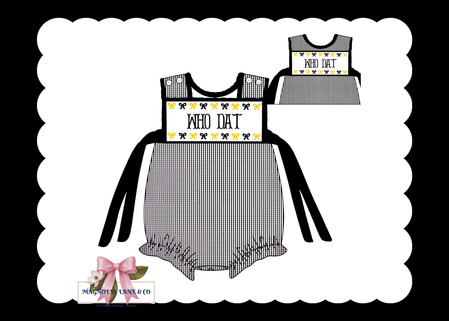 PO23: Girl’s Black & Gold Gingham Game Day Bubble