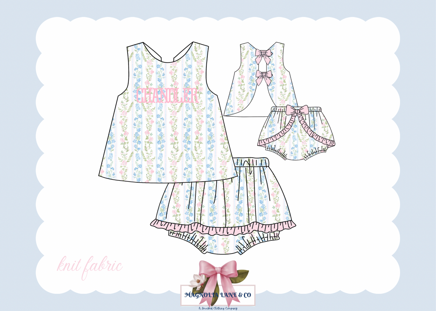 PO22: Girl’s Floral & Stripes Bloomer Set