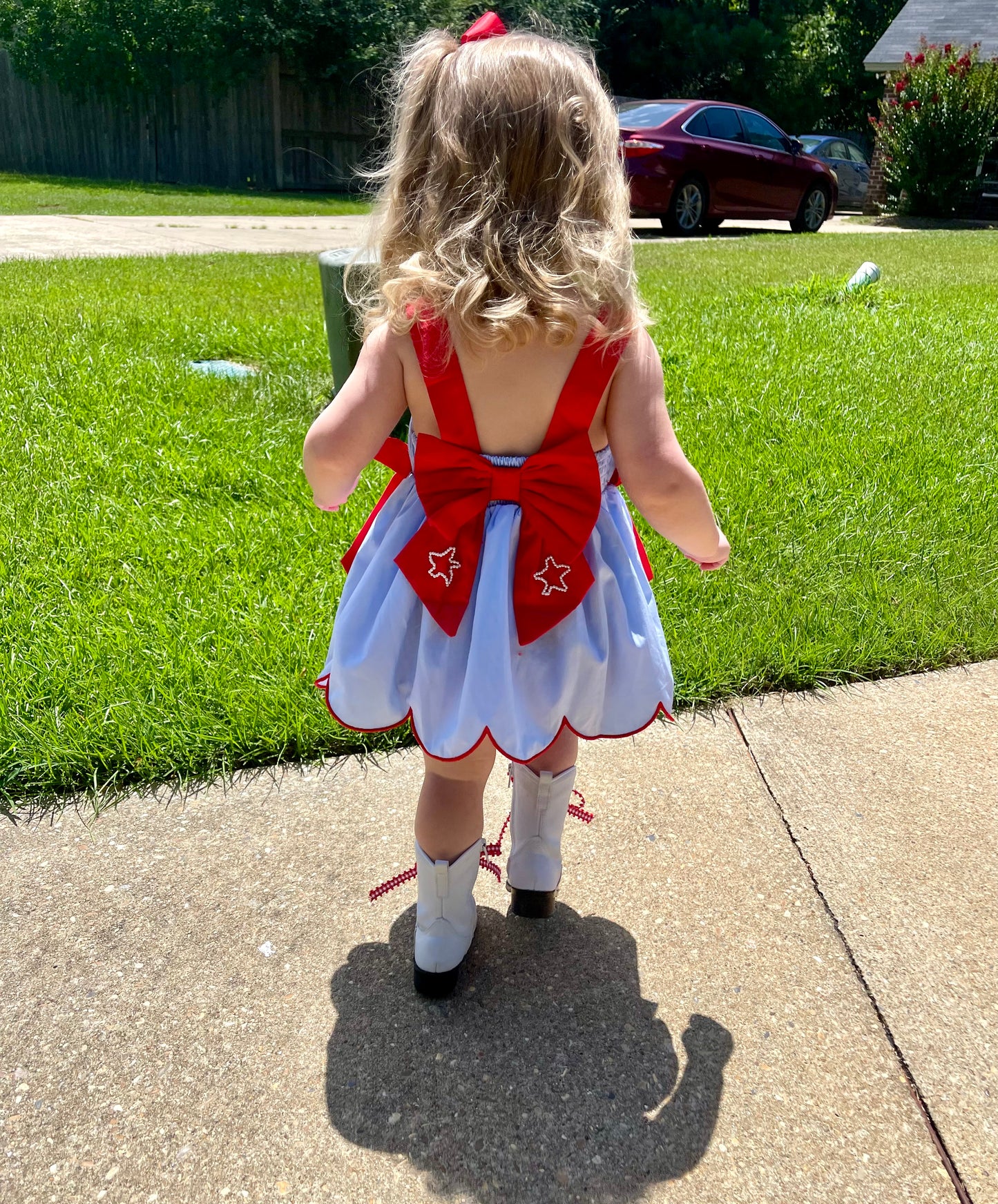 RWB Name Smocks: Girl's Skirted Bubble - "AMERICAN GIRL"