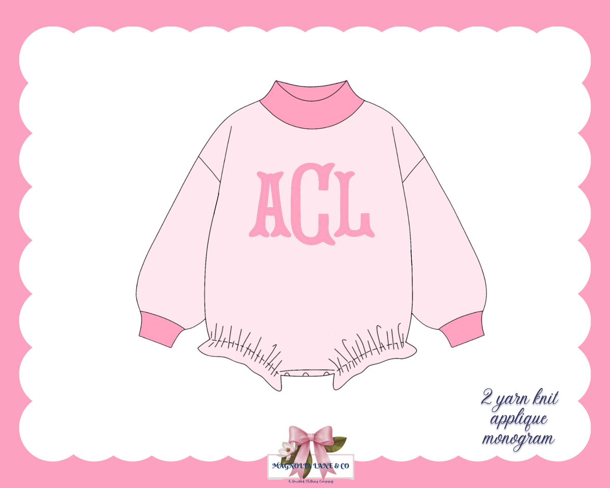 PO30: Girl's Pink & Hot Pink Applique Monogram Bubble (ETA: January)