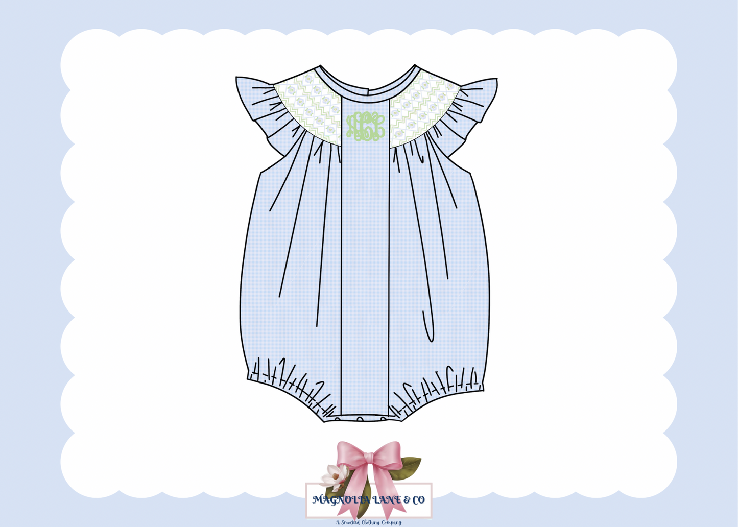 PO22: Girl's Blue & Green Initials Bubble