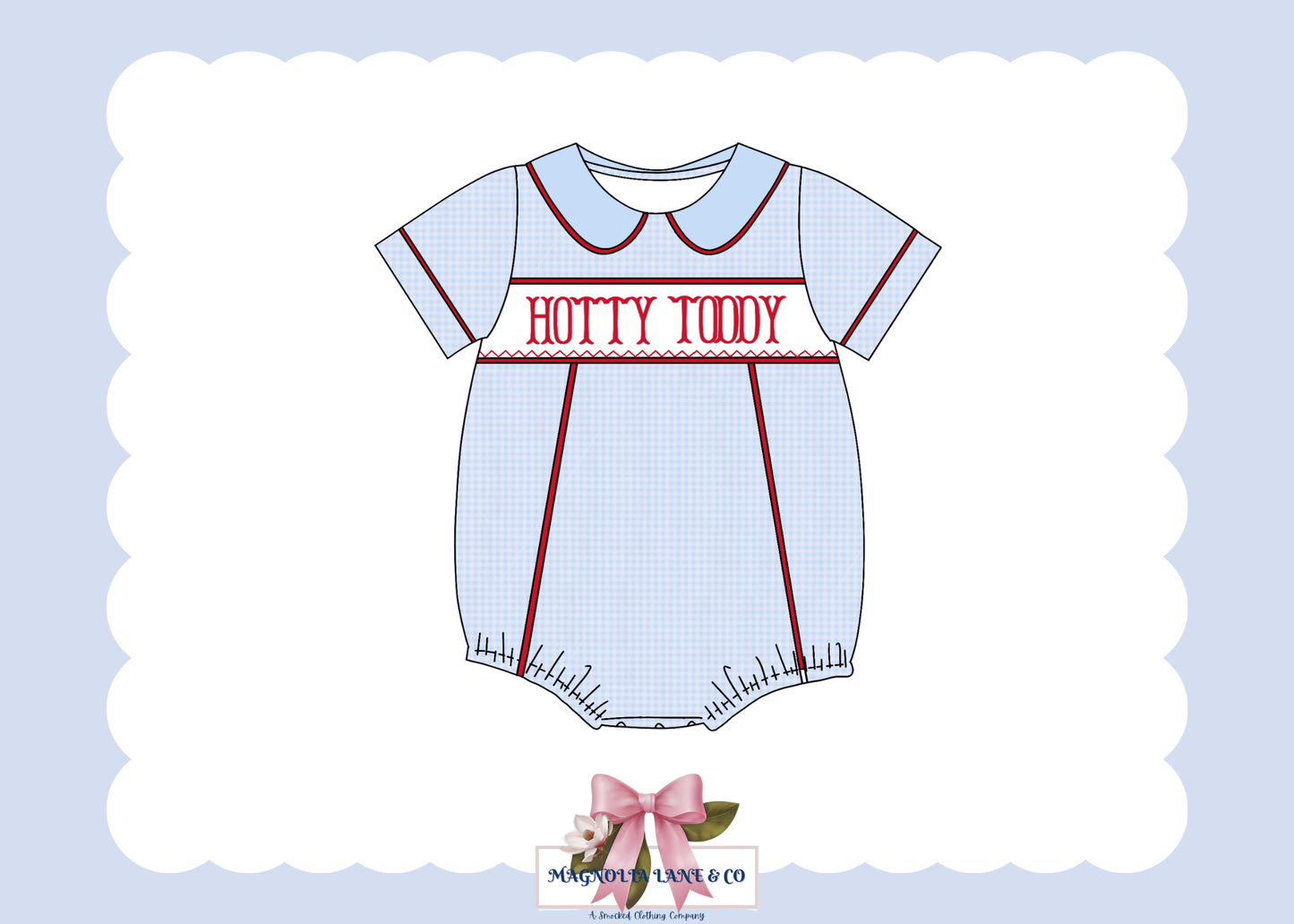 PO23: Boy’s Light Blue & Red Gingham Game Day Bubble