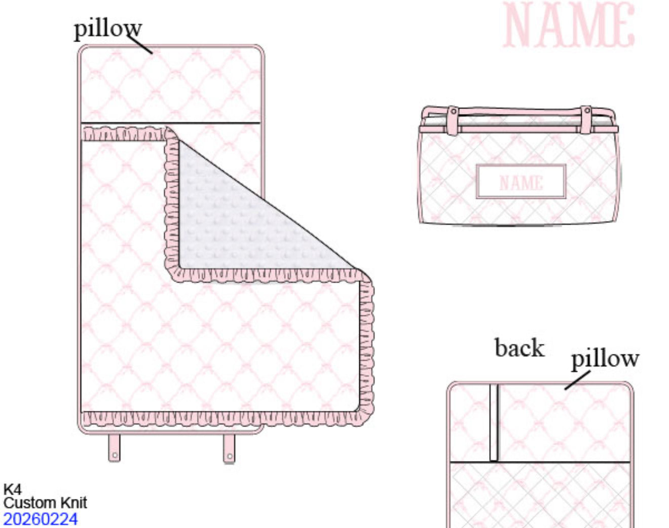 Pink Bow Trellis Nap Mat w/ Bows