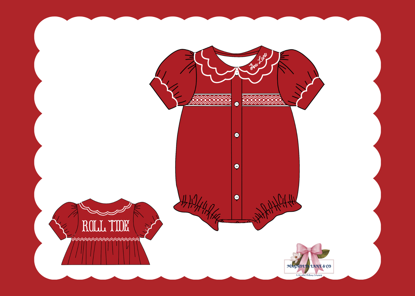 PO23: Girl’s Crimson/Cardinal Red & White Tiny Tailgators Bubble