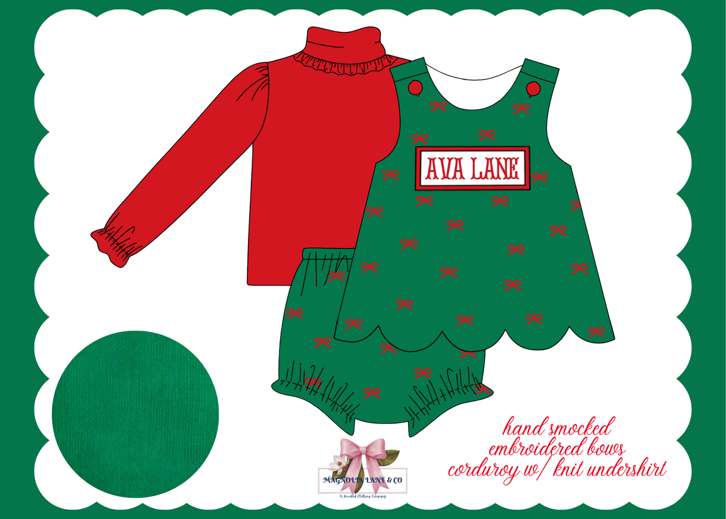 PO26: Christmas Corduroy: Girl’s Bloomer Set/Dress (ETA: October)