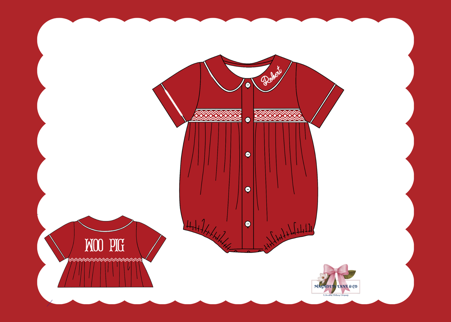 PO23: Boy’s Crimson/Cardinal Red & White Tiny Tailgators Bubble