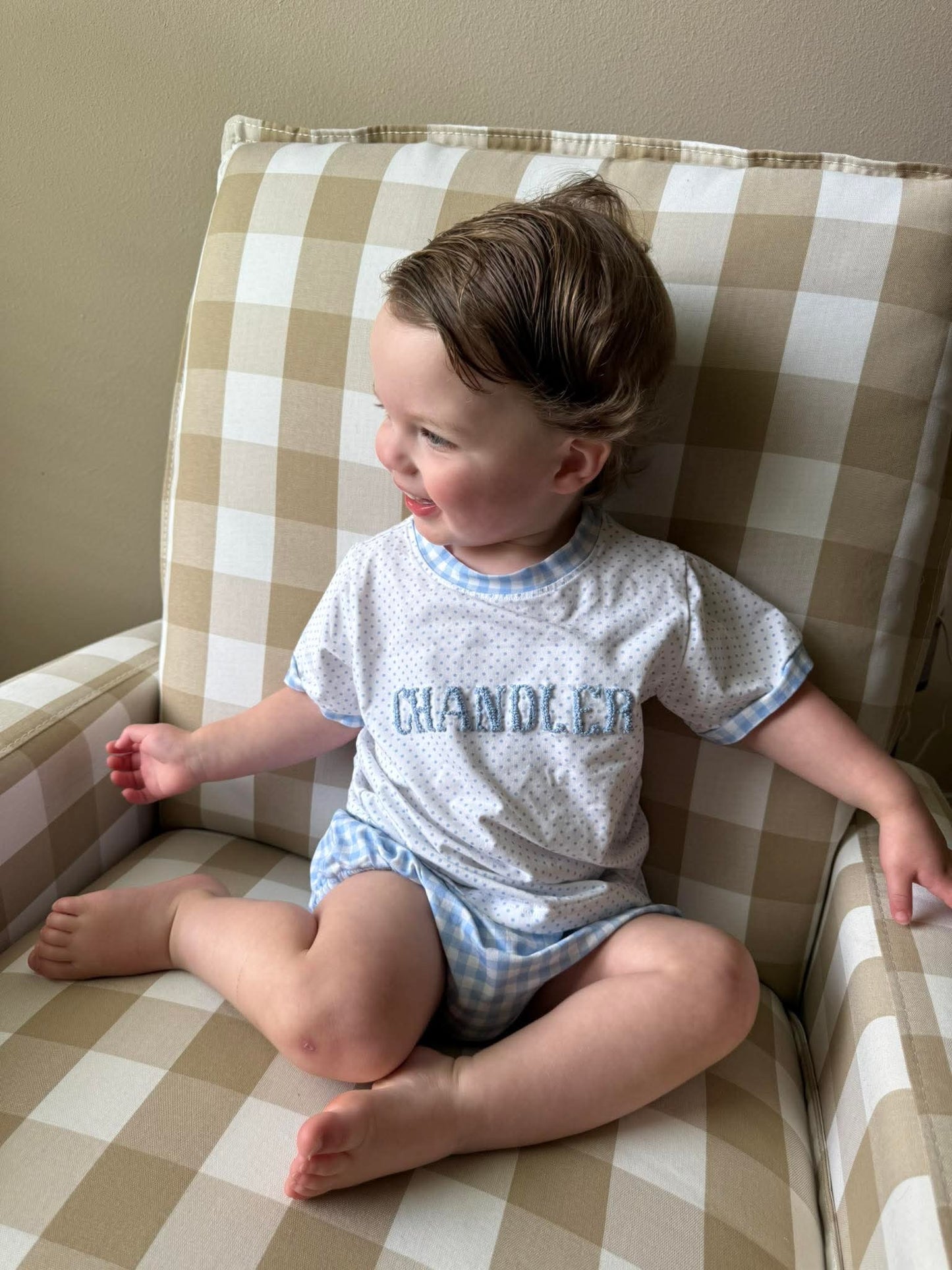 Boy’s Bitty Dot & Gingham Diaper Set