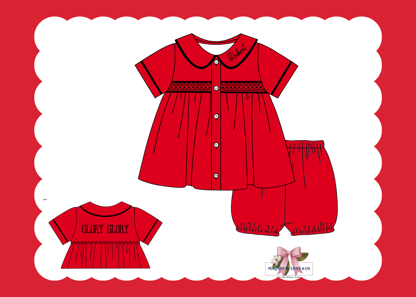 PO23: Boy’s Red & Black Tiny Tailgaters Bubble Shorts Set