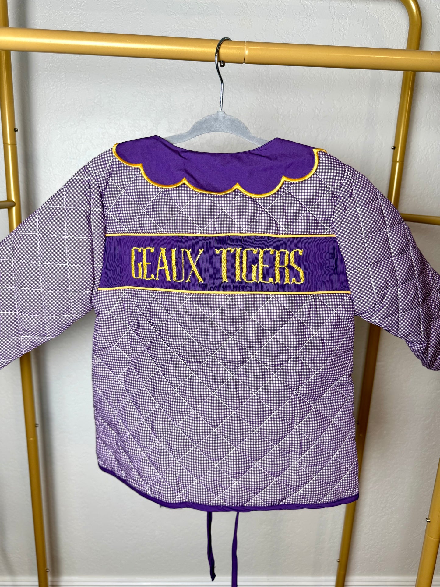 Girl's Purple & Gold Quilted Jacket - "GEAUX TIGERS"