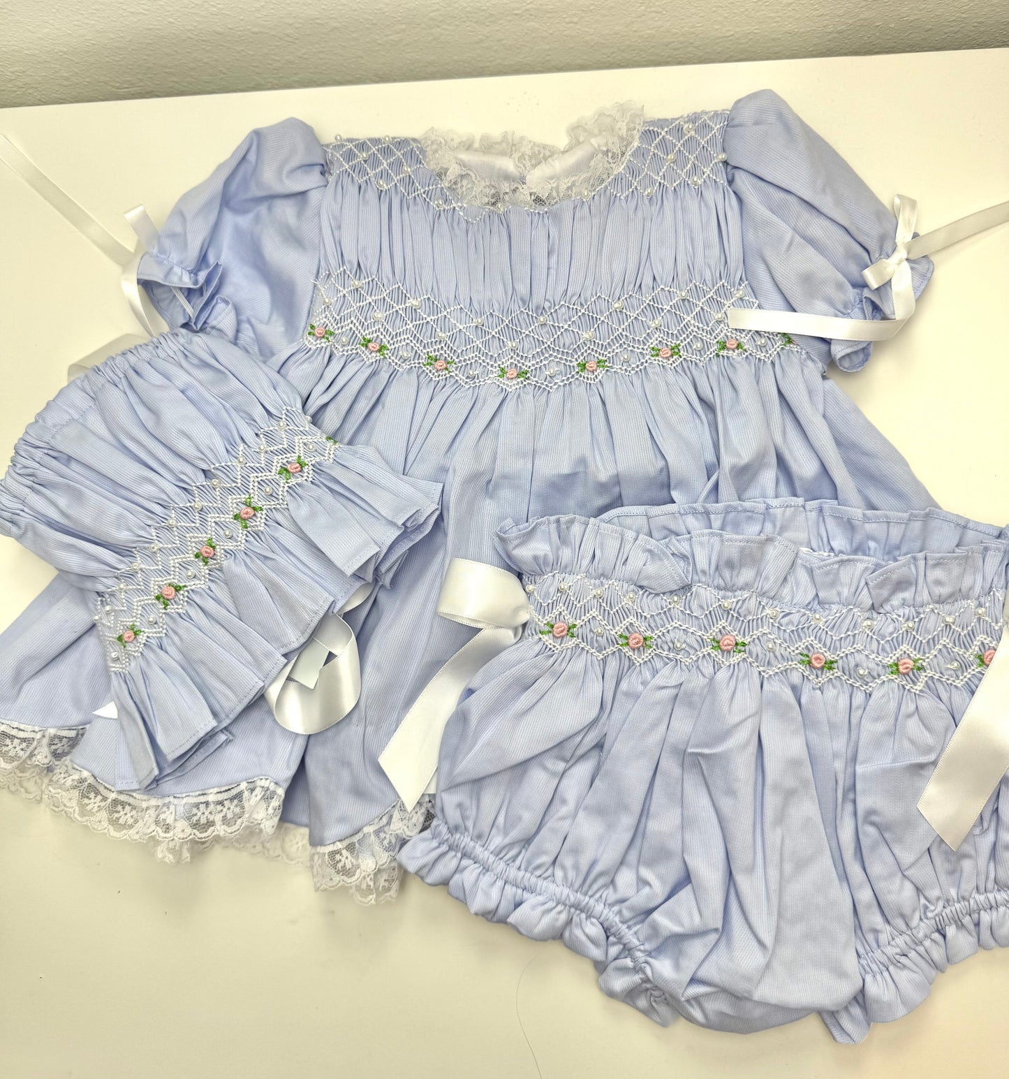 Heirloom Flash PO: Blue Heirloom Smocked Bonnet