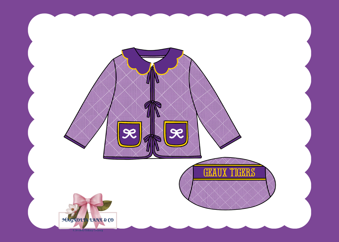 PO23: Girl's Purple & Gold Quilted Pearl Jacket