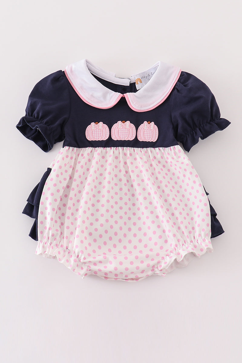 Navy Applique Pumpkins - GIRL'S BUBBLE