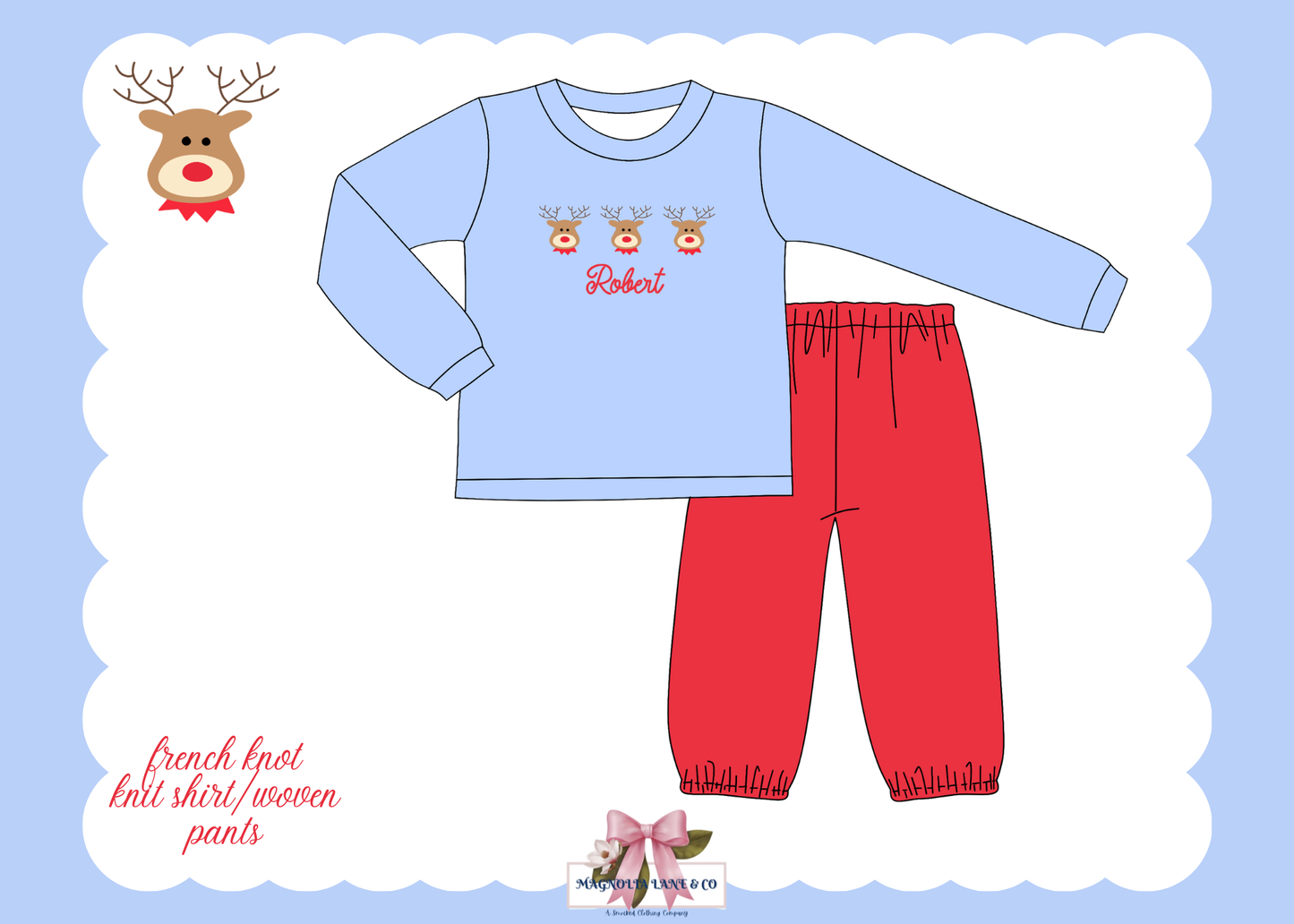 PO27: Boy's Reindeer Lane Pants Set (ETA: November)