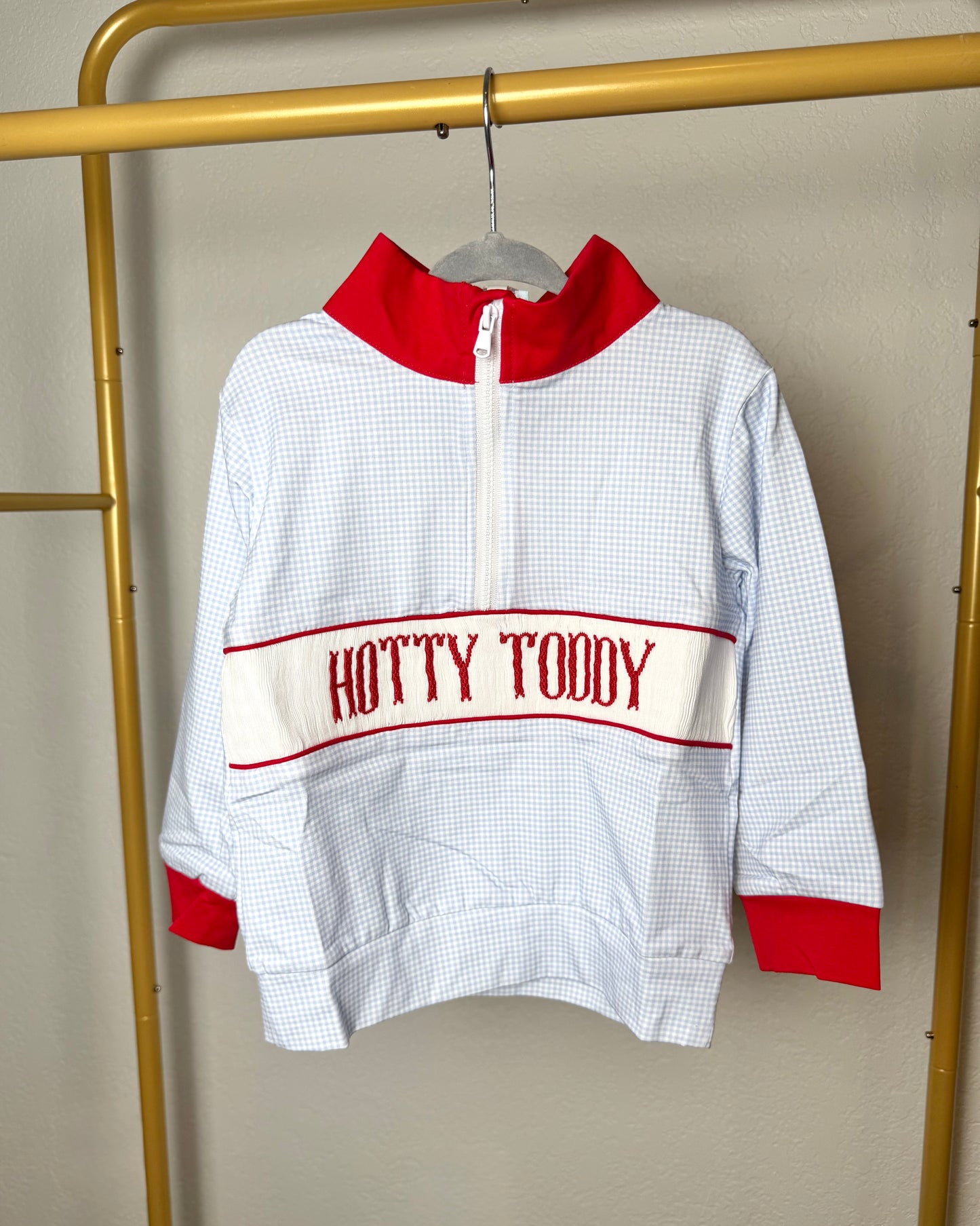 Boy's Light Blue & Red Pullover - "HOTTY TODDY"