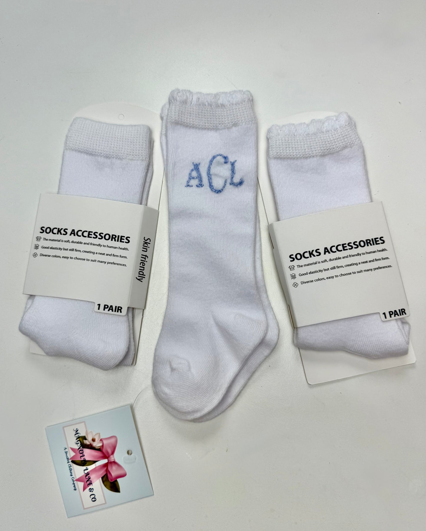 Girl's White Tall Socks