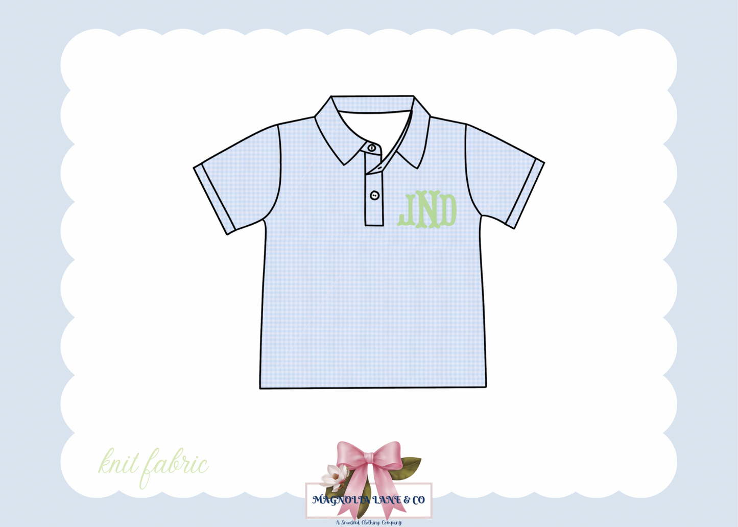 PO22: Blue & Green Initials Polo