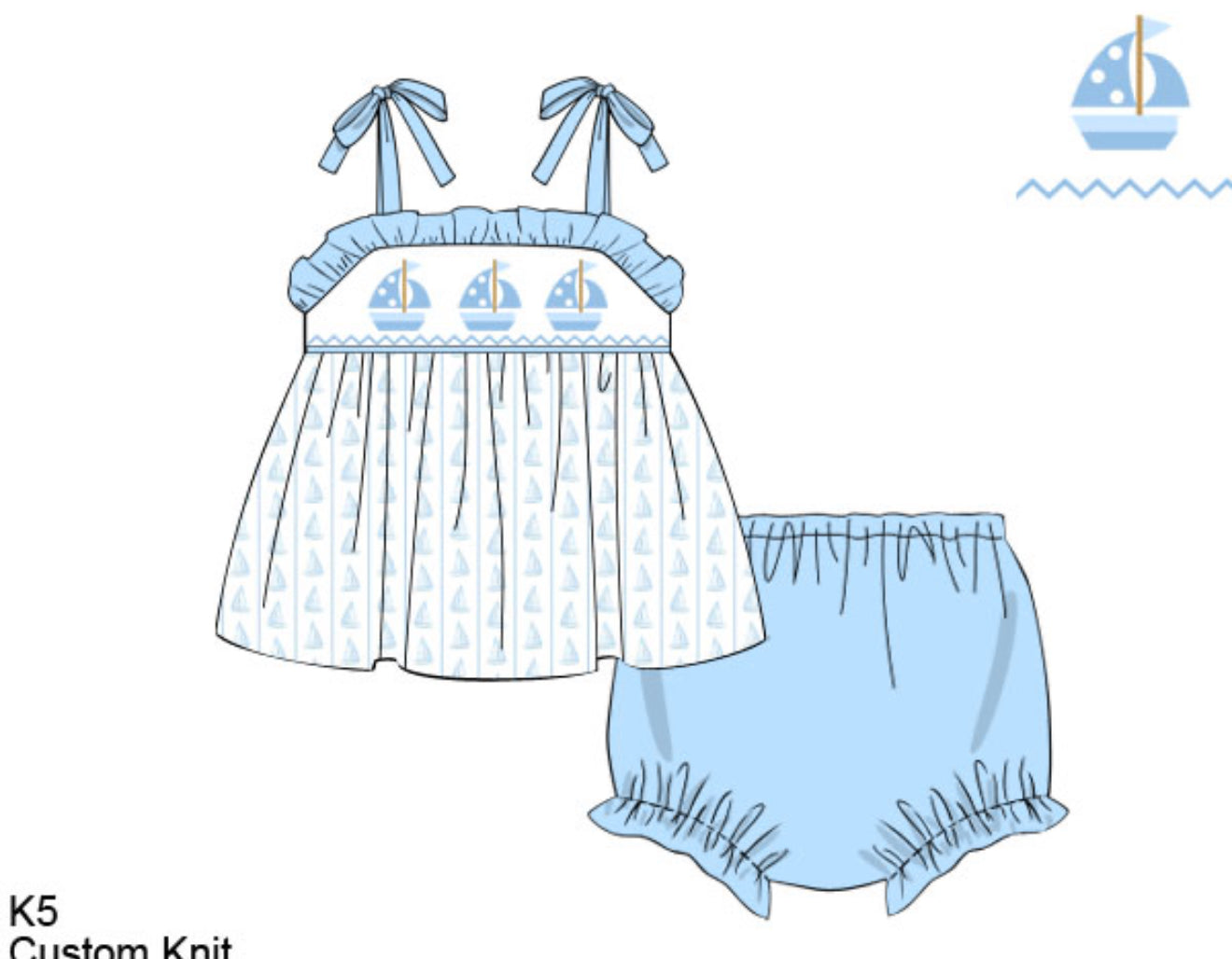 Summertime Sailboats: Girl's Bloomer Set