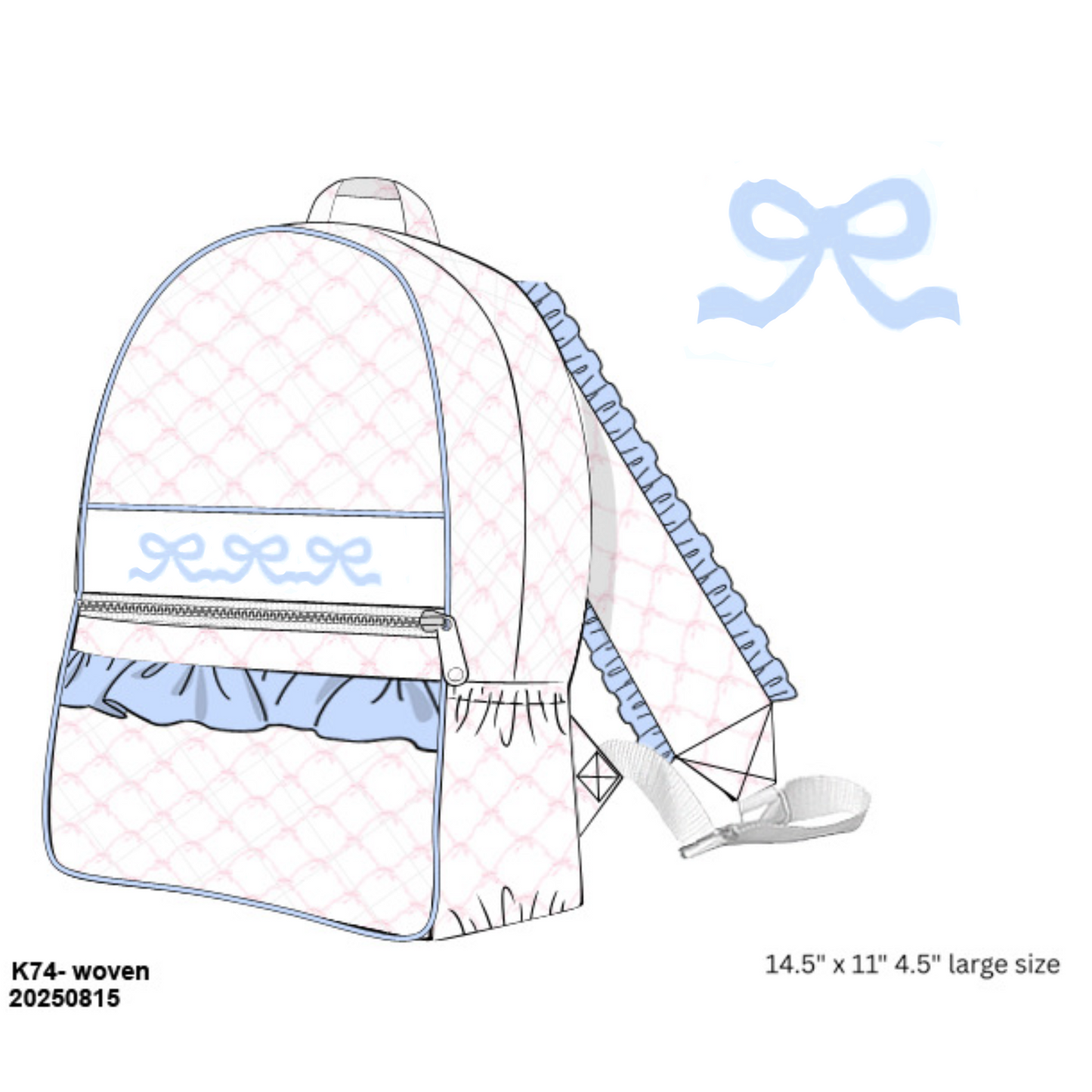 PO21: Pink Bow Trellis Standard Backpack w/ Bows