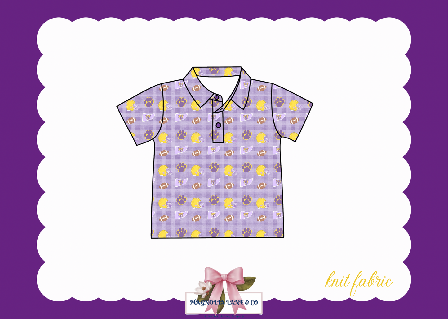 PO23: Boy’s Purple & Gold Go, Fight, Win Polo