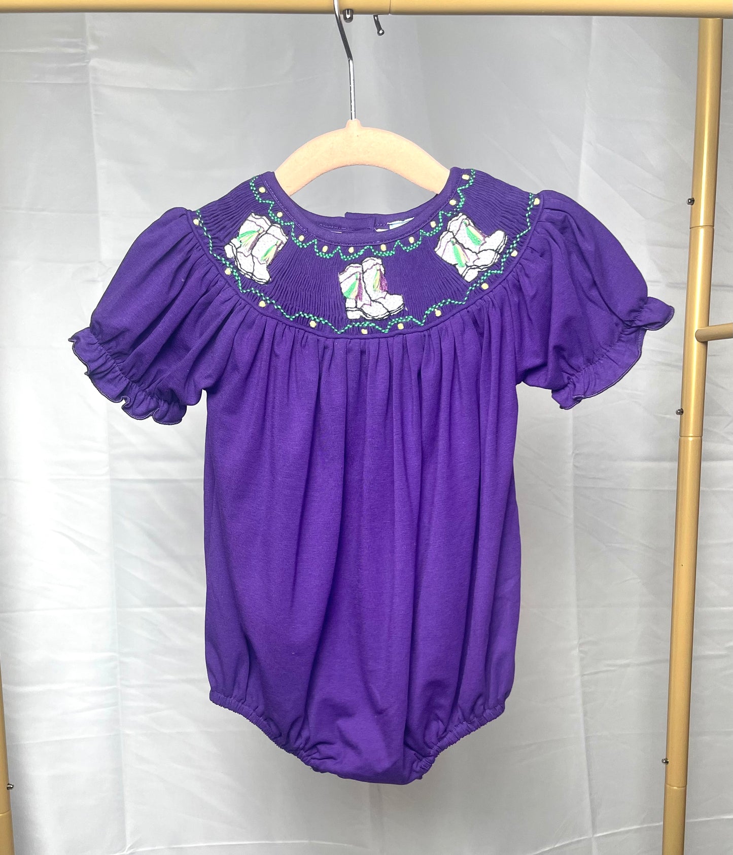 Hand Smocked Mardi Gras Boots - BUBBLE