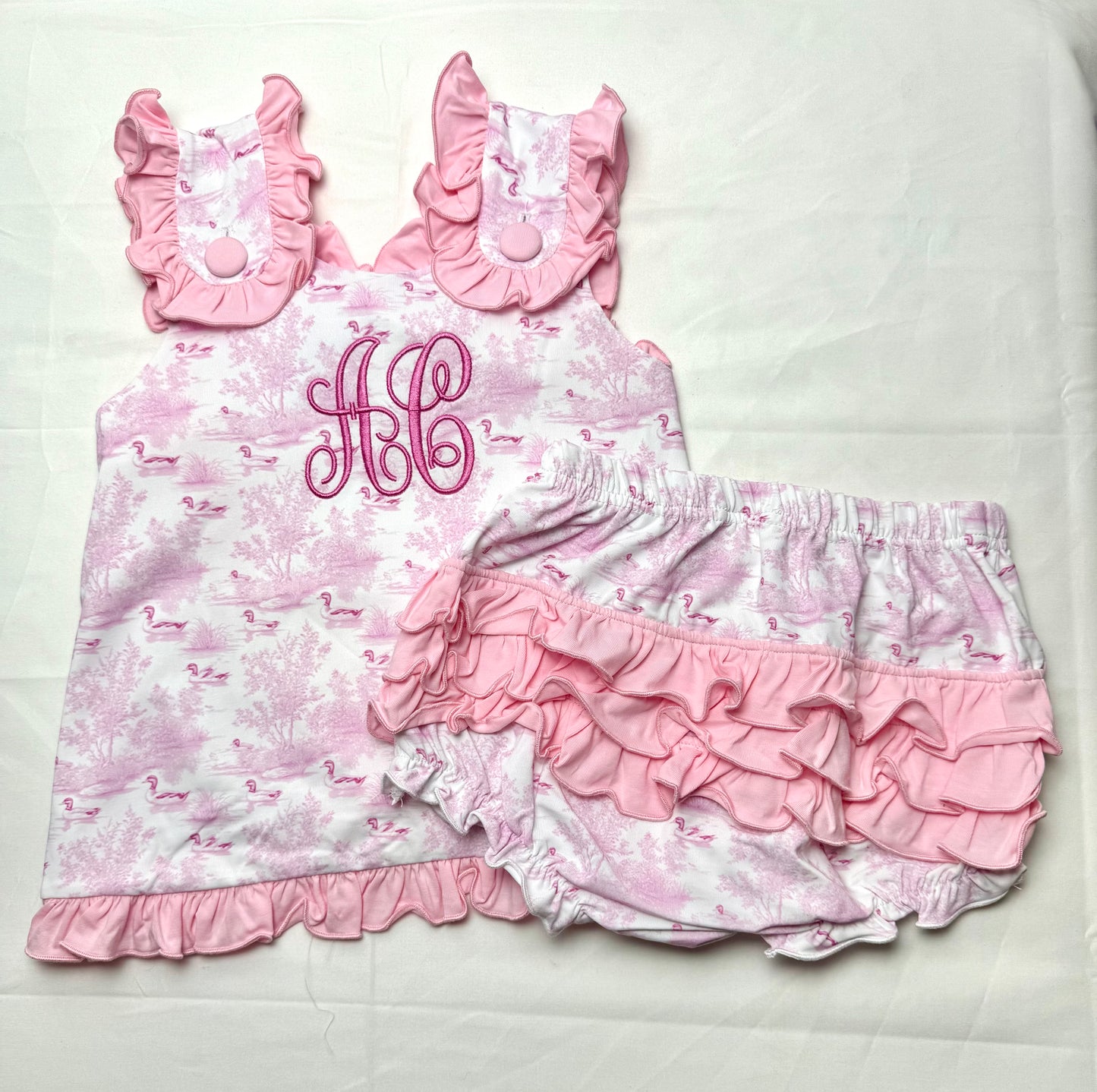 Pink Mallard Toile Bloomer Set