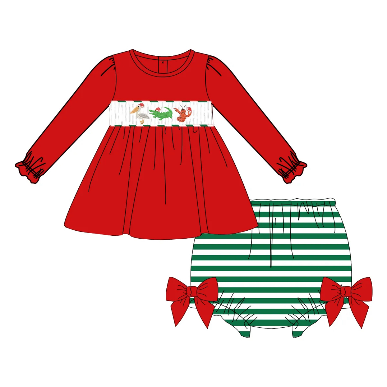 Cajun Christmas Girl's Bloomer Set