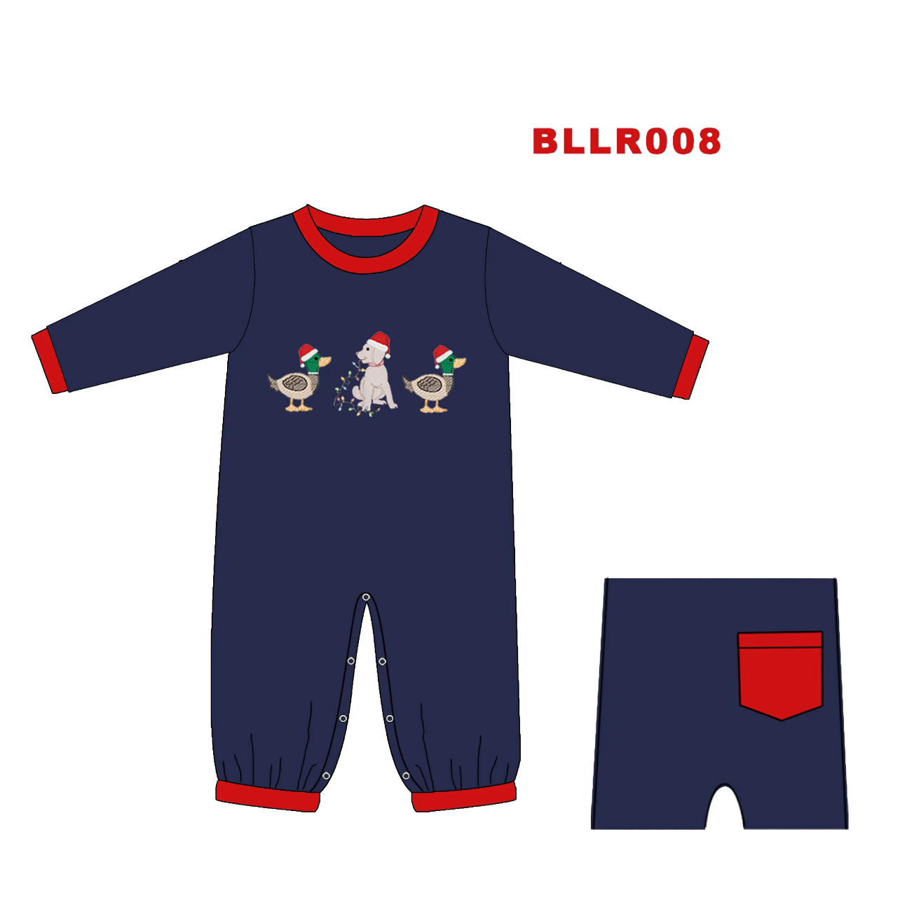 Christmas Ducks & Dog Boy's Romper