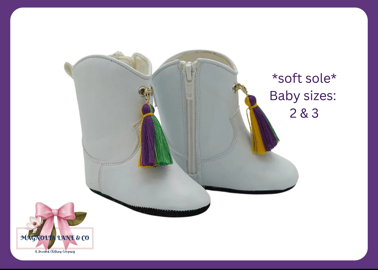 Mardi Gras Soft Sole Tassel Boots- Infant/Baby