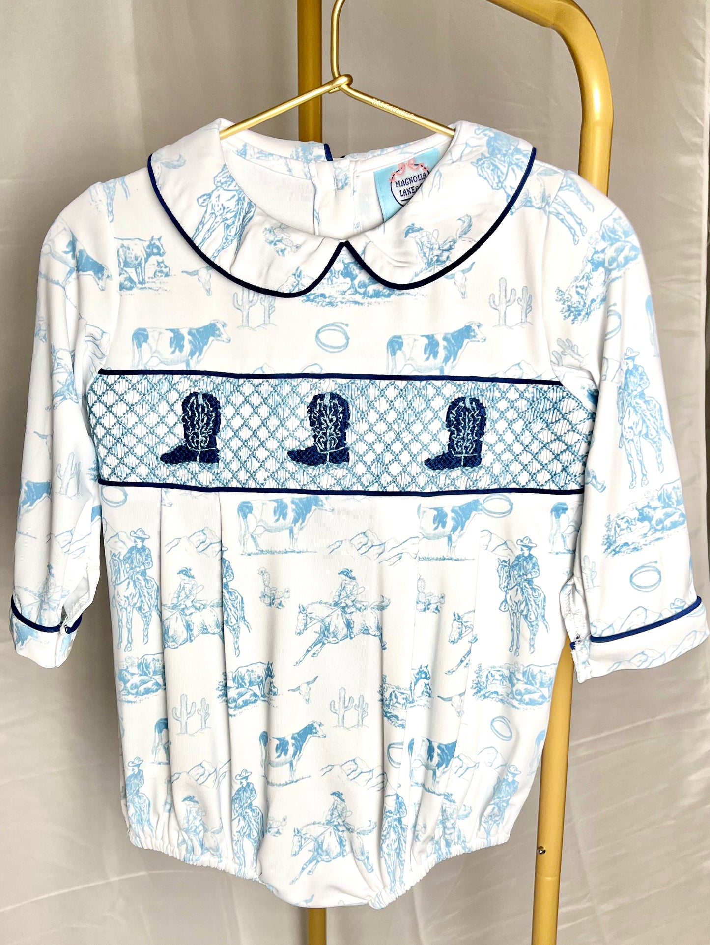 Hand Smocked Boots- Boy's Bubble