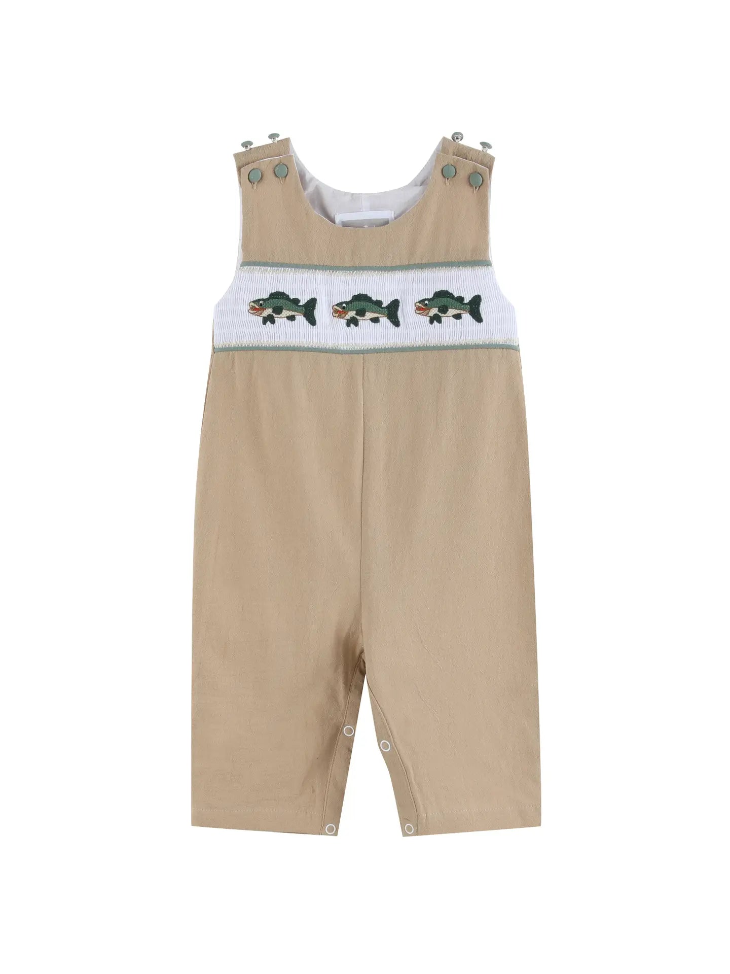 Boys Big Mouth Bass Smocked Overalls