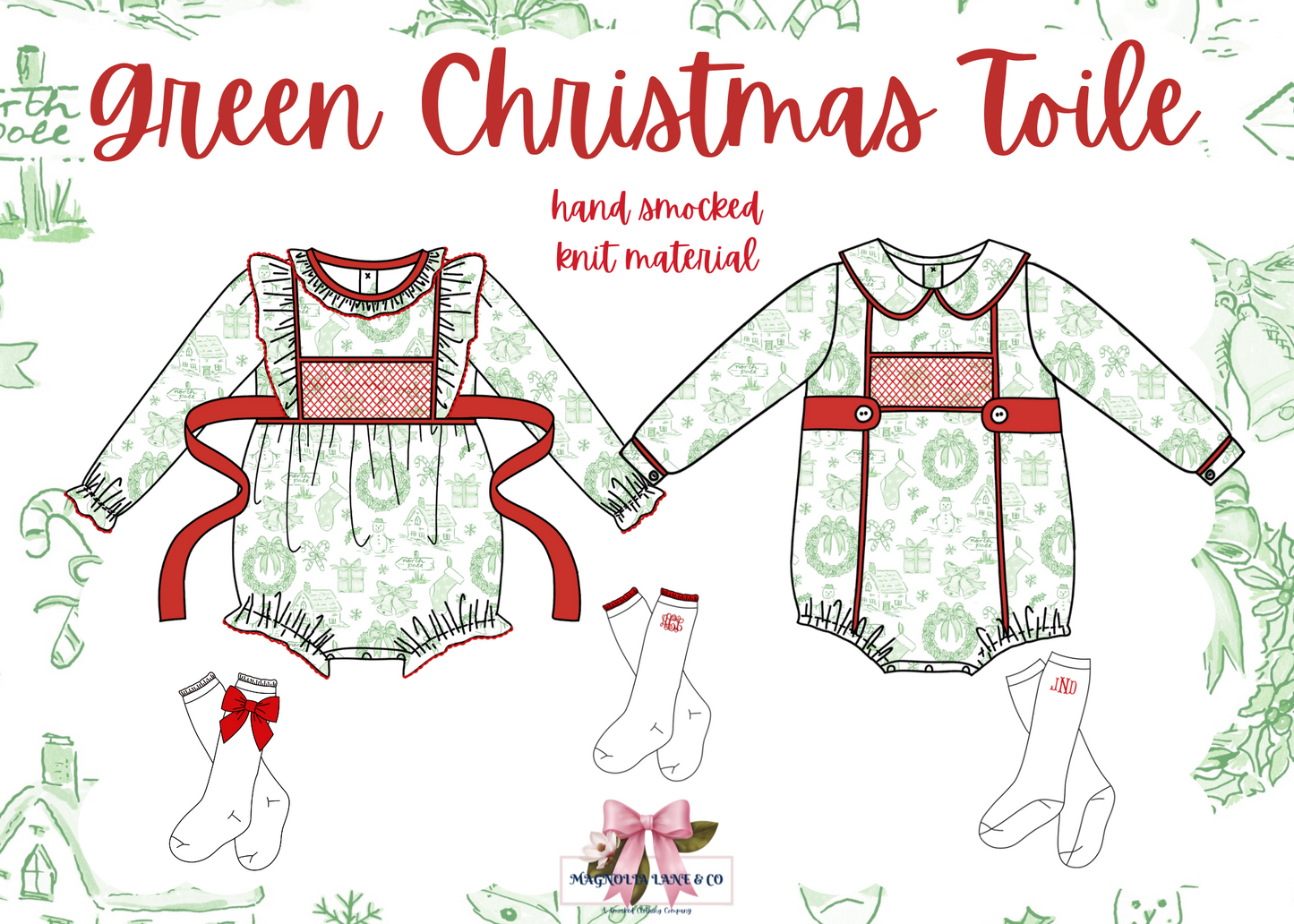Green Christmas Toile: BOY'S BUBBLE