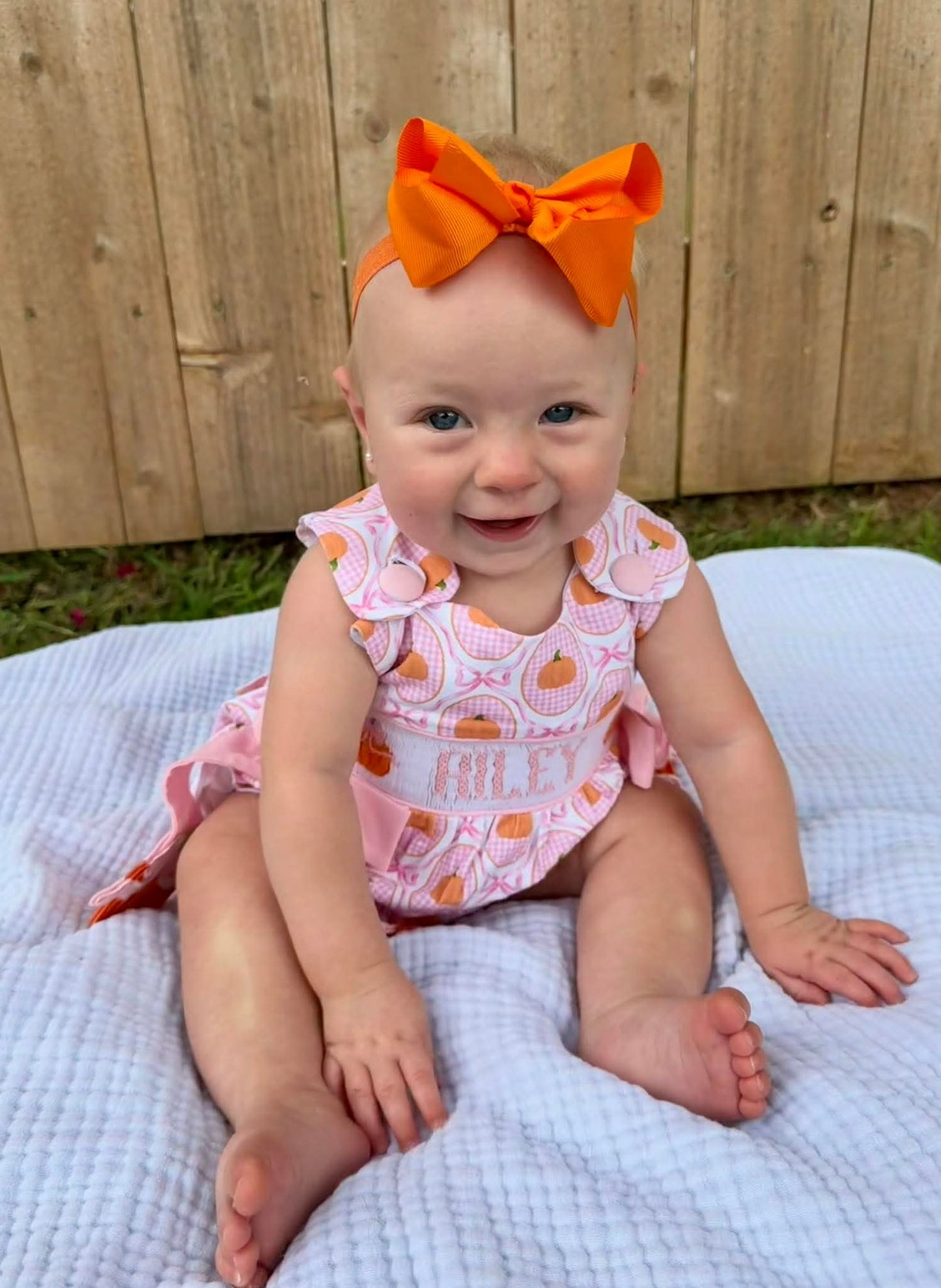 Girl's Pink Gingham Pumpkins Bubble - "LIL PUMPKIN"
