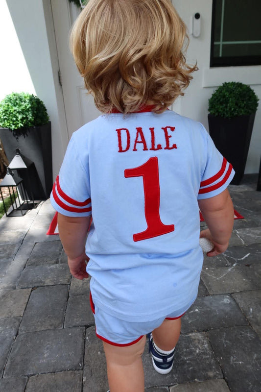 Powder Blue & Red Jerseys: Shorts Set  - "OLE MISS"