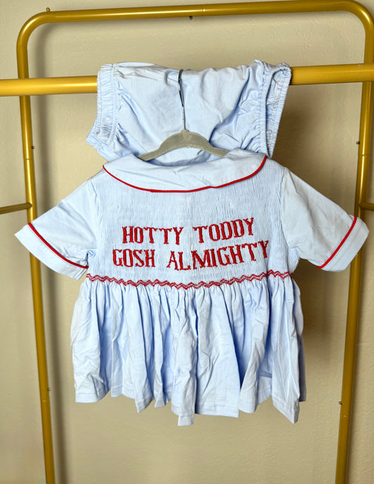Boy's Blue & Red Tiny Tailgater Shorts Set - "HOTTY TODDY GOSH ALMIGHTY"
