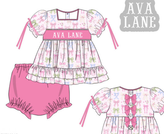 Pastel Bows Bloomer Set - "MISS PRISS"