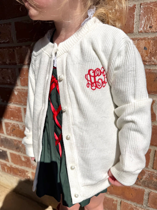 Girl's White Cardigan